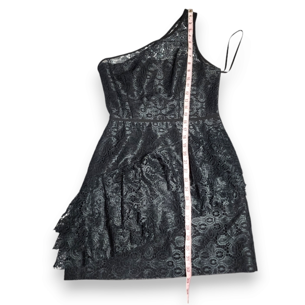 Jill Stuart One Shoulder Lace Ruffle Peplum Mini Dress Size 8 - Picture 9 of 16